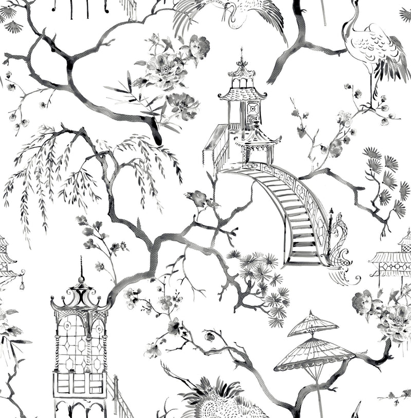 media image for Serena Charcoal Chinoiserie Wallpaper 227