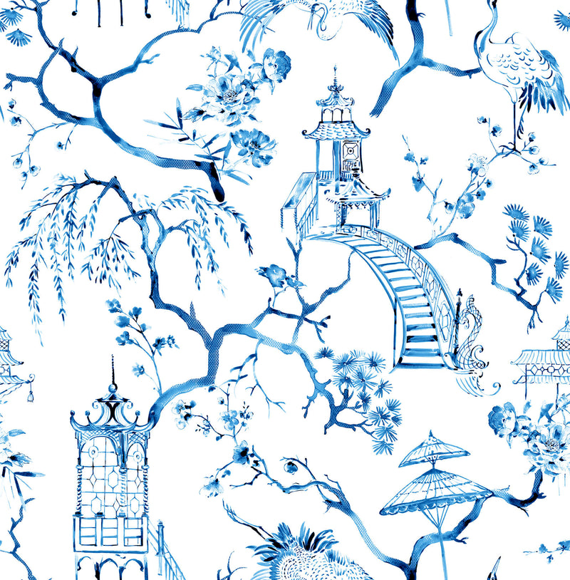 media image for Serena Blue Chinoiserie Wallpaper 299