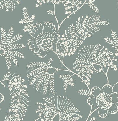 product image of Maeve Sea Green Jacobean Trail Wallpaper 559