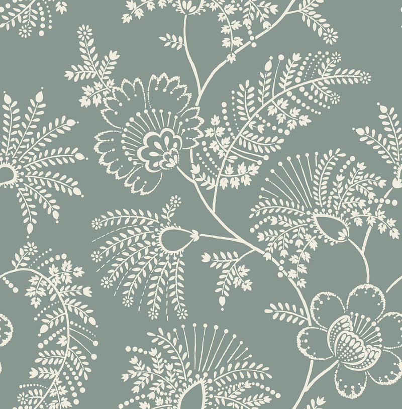 media image for Maeve Sea Green Jacobean Trail Wallpaper 237