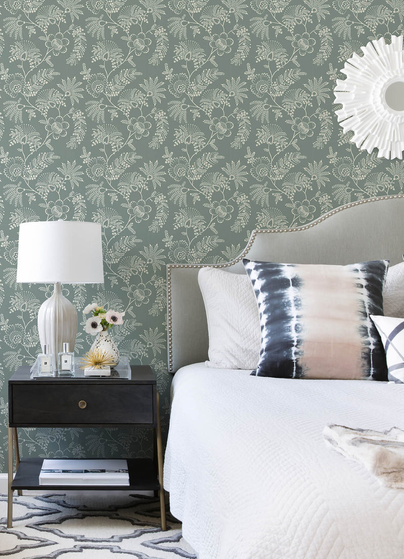 media image for Maeve Sea Green Jacobean Trail Wallpaper 273