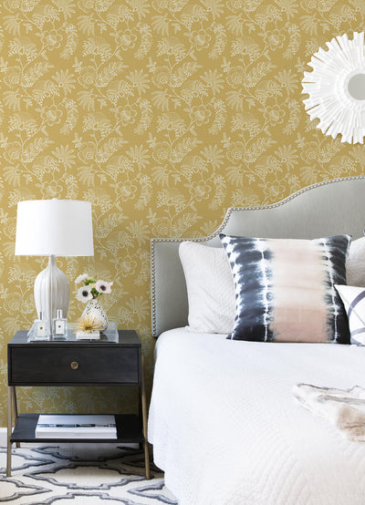 product image for Maeve Mustard Jacobean Trail Wallpaper 56