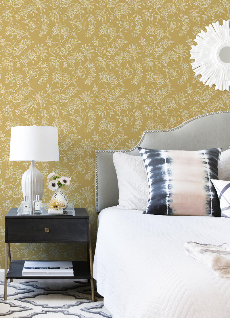 media image for Maeve Mustard Jacobean Trail Wallpaper 267