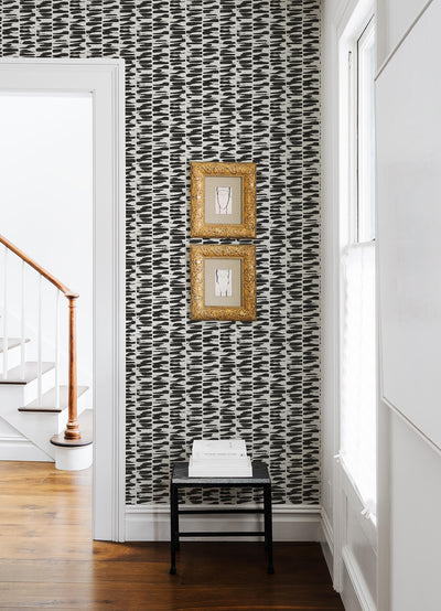 product image for Myrtle Black Abstract Stripe Wallpaper 81