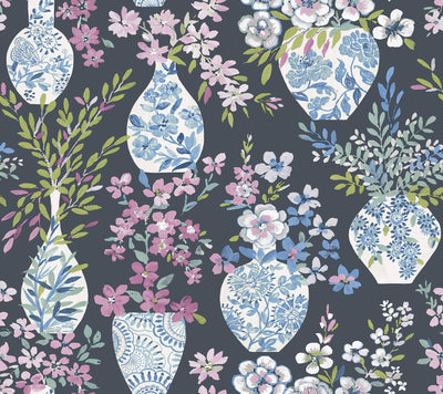 product image of Harper Charcoal Floral Vase Wallpaper 59