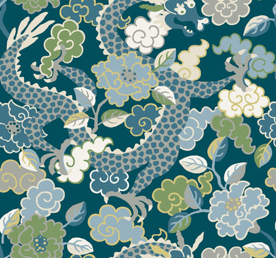 product image of Yanci Teal Dragon Wallpaper 546