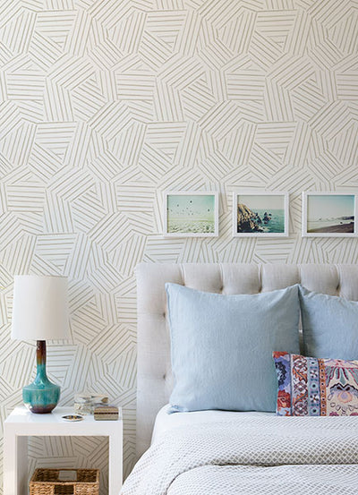 product image for Helene Taupe Geometric Lines Wallpaper 30