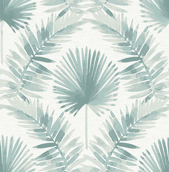 media image for Calla Teal Painted Palm Wallpaper 280