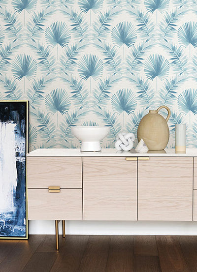 product image for Calla Blue Painted Palm Wallpaper 14