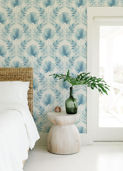 product image for Calla Blue Painted Palm Wallpaper 25