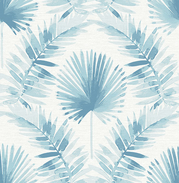 media image for Calla Blue Painted Palm Wallpaper 227