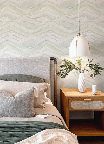 product image for Dorea Sea Green Striated Waves Wallpaper 61