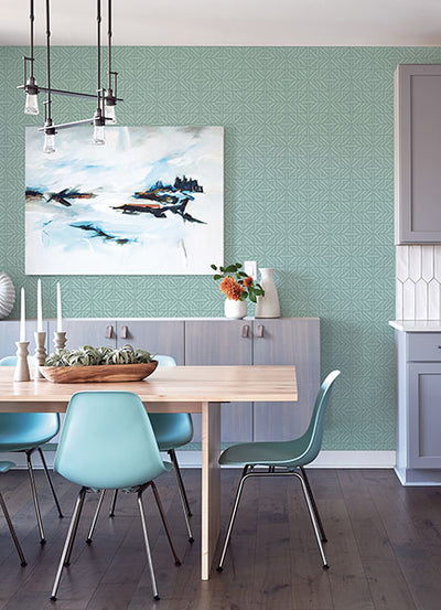 product image for Hesper Teal Geometric Wallpaper 12