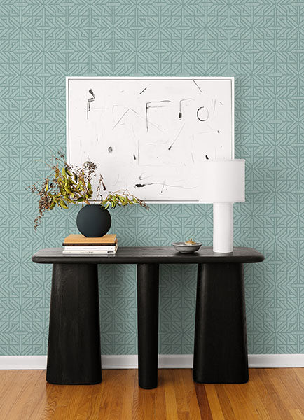 media image for Hesper Teal Geometric Wallpaper 231