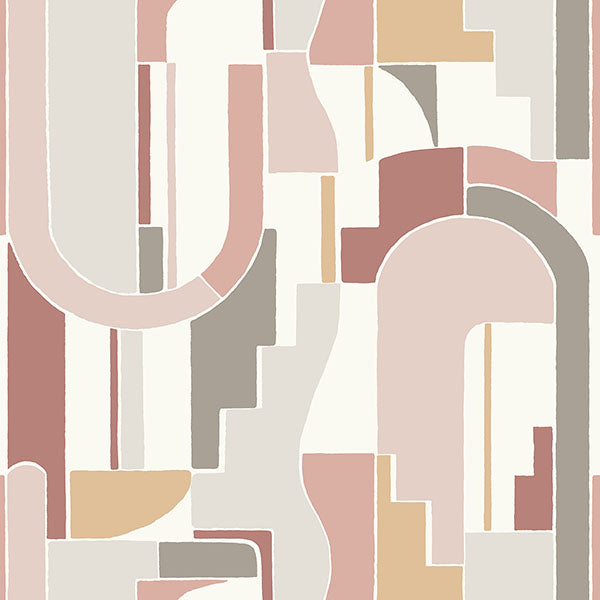 media image for Odele Blush Geometric Archways Wallpaper 290