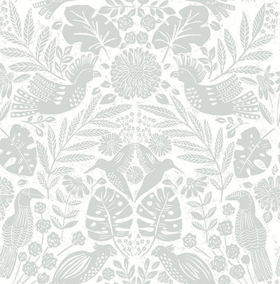 product image of Nestle Light Grey Bird Block Print Wallpaper 559