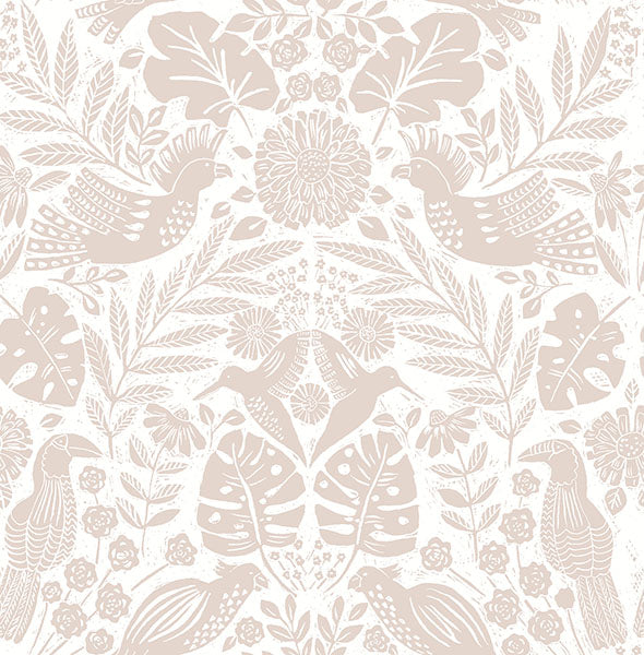 media image for Nestle Pink Bird Block Print Wallpaper 253