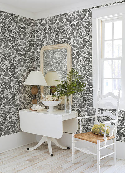 product image for Nestle Charcoal Bird Block Print Wallpaper 7