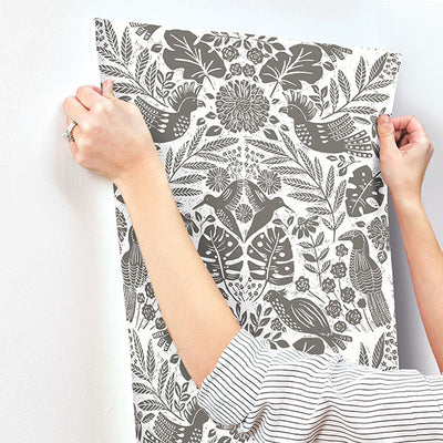 product image for Nestle Charcoal Bird Block Print Wallpaper 93