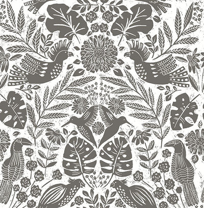 product image of Nestle Charcoal Bird Block Print Wallpaper 52