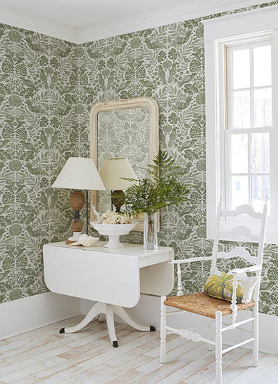 product image for Nestle Green Bird Block Print Wallpaper 30