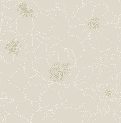 product image for Gardena Light Grey Embroidered Floral Wallpaper 79