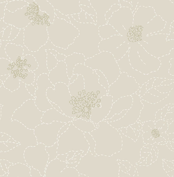 media image for Gardena Light Grey Embroidered Floral Wallpaper 29