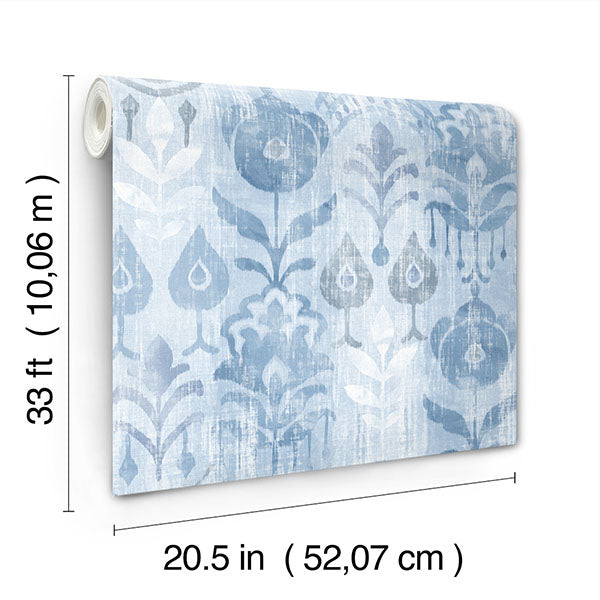 media image for Pavord Blue Floral Shibori Wallpaper 288