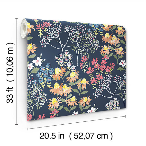 media image for Cultivate Navy Springtime Blooms Wallpaper 210