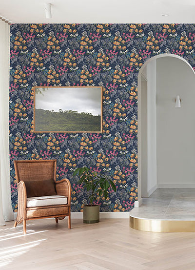 product image for Cultivate Navy Springtime Blooms Wallpaper 75