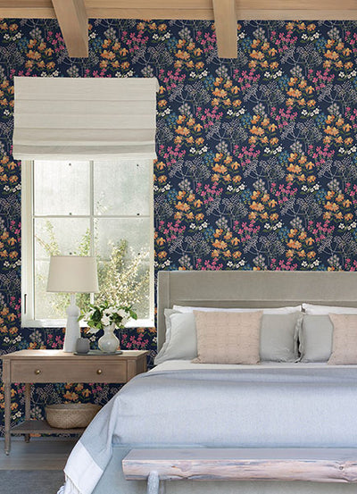 product image for Cultivate Navy Springtime Blooms Wallpaper 91