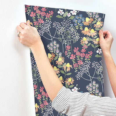 product image for Cultivate Navy Springtime Blooms Wallpaper 29