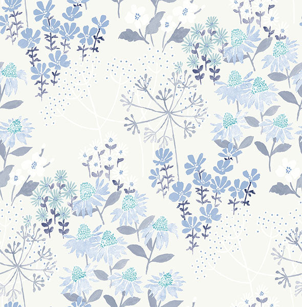 media image for Cultivate Blue Springtime Blooms Wallpaper 212