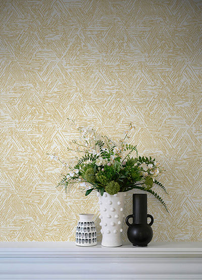 product image for Retreat Yellow Quilted Geometric Wallpaper 12