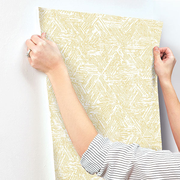 media image for Retreat Yellow Quilted Geometric Wallpaper 250