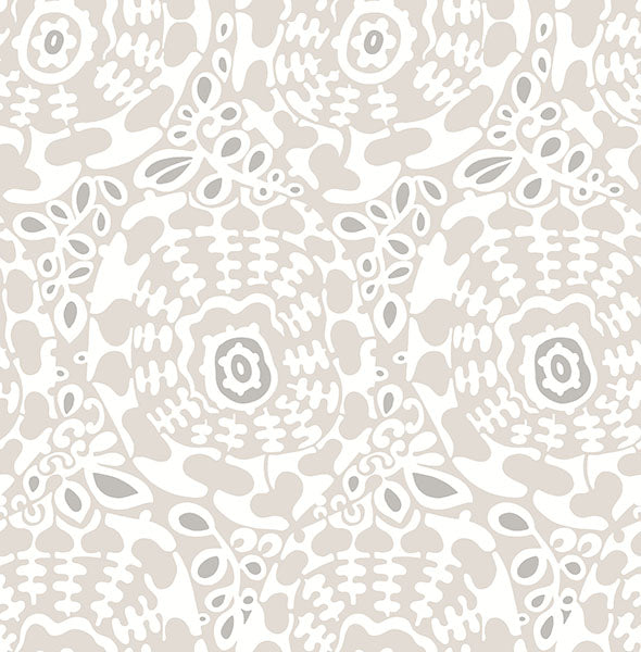 media image for Divine Grey Abstract Medallion Wallpaper 295