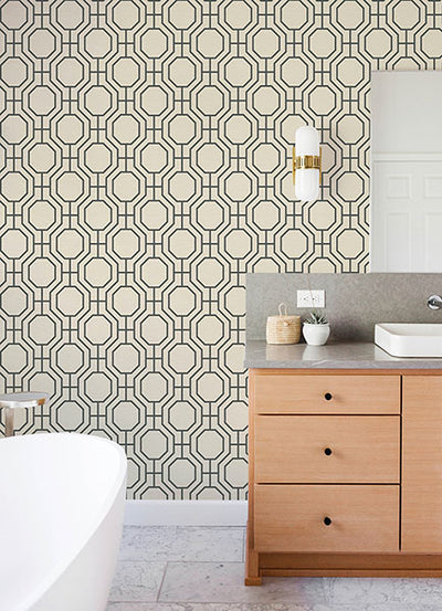 product image for Manor Black Geometric Trellis Wallpaper 30