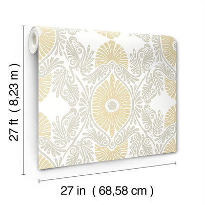 product image for Villa Light Yellow Embellished Ogee Wallpaper 39