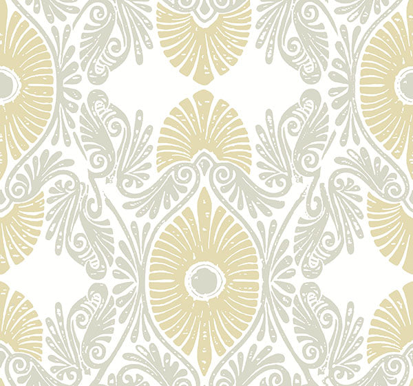 media image for Villa Light Yellow Embellished Ogee Wallpaper 22