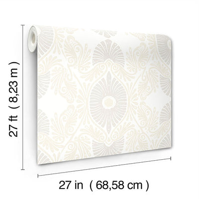 product image for Villa Bone Embellished Ogee Wallpaper 0