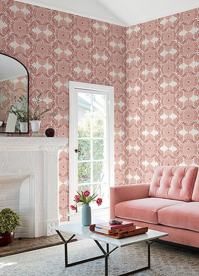 product image for Villa Rasberry Embellished Ogee Wallpaper 11