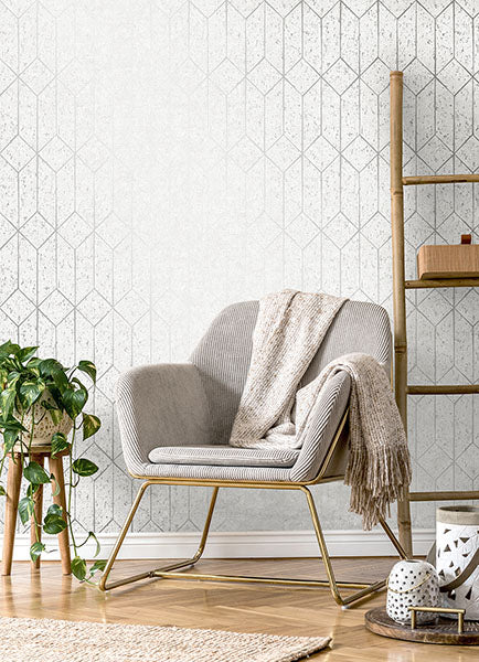 media image for Hayden White Concrete Trellis Wallpaper from Fusion Advantage Collection by Brewster 295