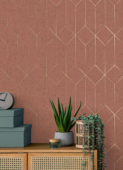 product image for Hayden Rasberry Concrete Trellis Wallpaper from Fusion Advantage Collection by Brewster 1