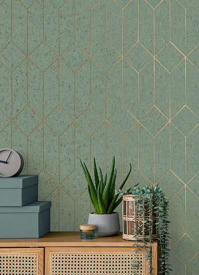 product image for Hayden Mint Concrete Trellis Wallpaper from Fusion Advantage Collection by Brewster 48