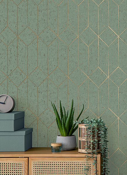 media image for Hayden Mint Concrete Trellis Wallpaper from Fusion Advantage Collection by Brewster 291