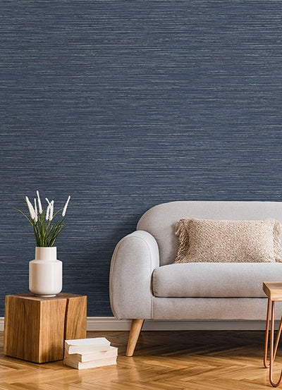 product image for Alton Indigo Faux Grasscloth Wallpaper from Fusion Advantage Collection by Brewster 25