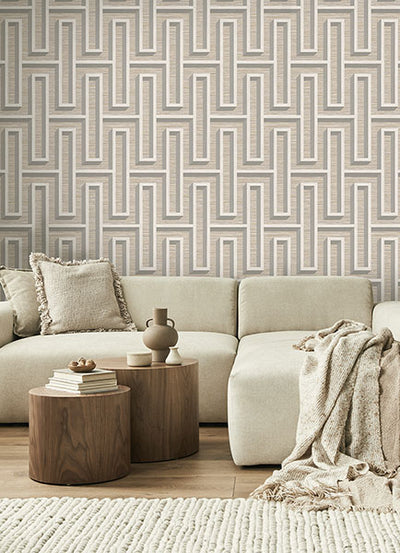 product image for Henley Taupe Geometric Grasscloth Wallpaper from Fusion Advantage Collection by Brewster 5