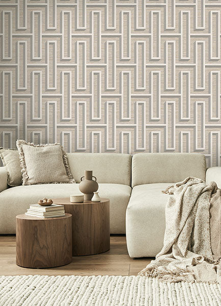 media image for Henley Taupe Geometric Grasscloth Wallpaper from Fusion Advantage Collection by Brewster 214