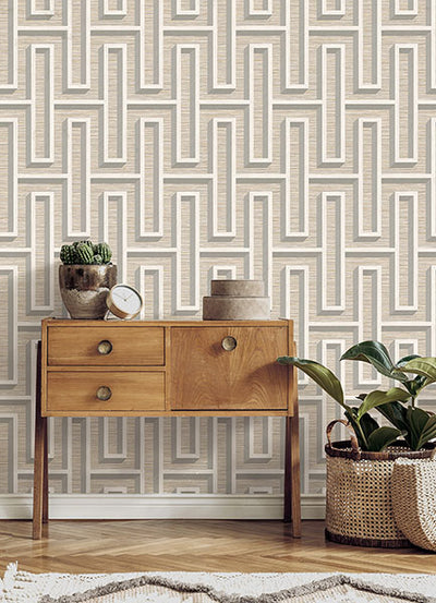 product image for Henley Taupe Geometric Grasscloth Wallpaper from Fusion Advantage Collection by Brewster 11