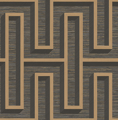 product image for Henley Black Geometric Grasscloth Wallpaper from Fusion Advantage Collection by Brewster 15